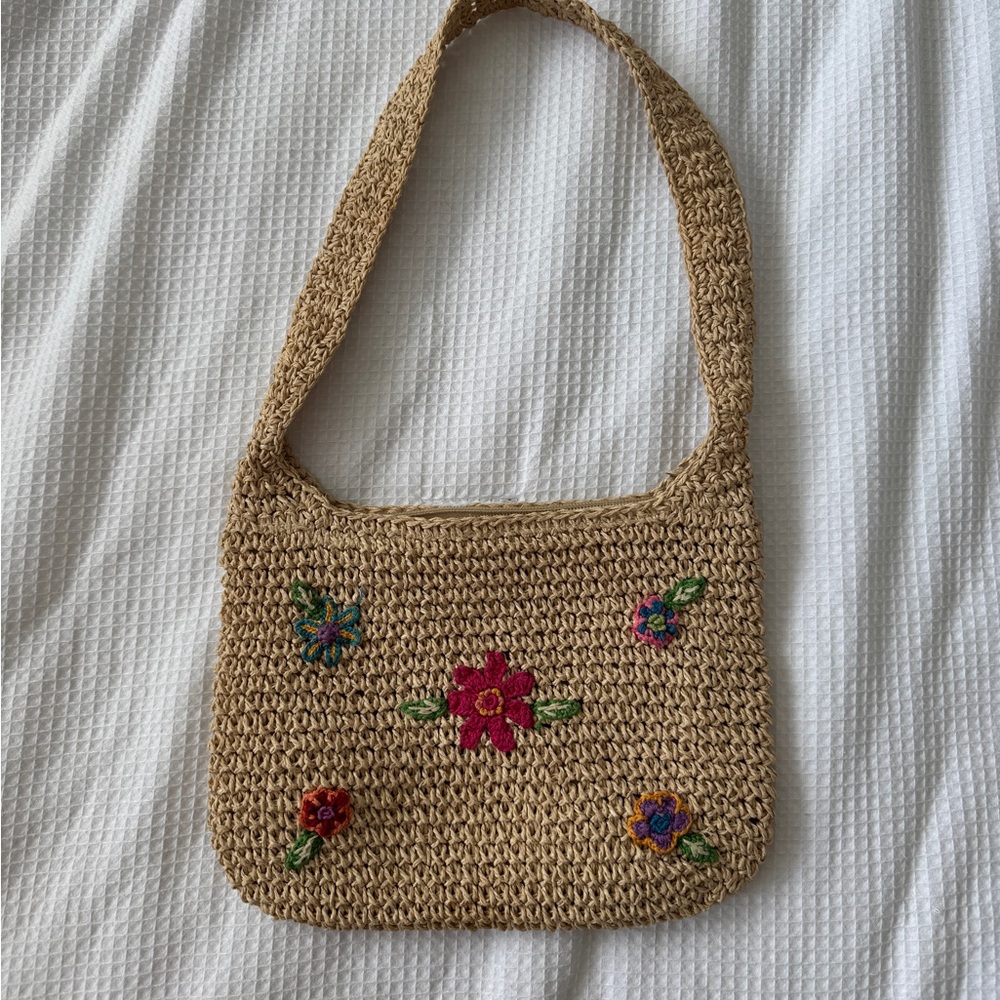 Woven Floral Handbag
